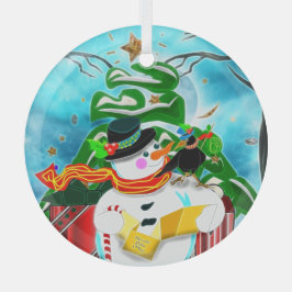 Adorno De Cristal Caroling Snowman