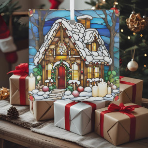 Adorno De Cristal Casa de Pan de Jengibre de Navidad Vidrio Falso Te
