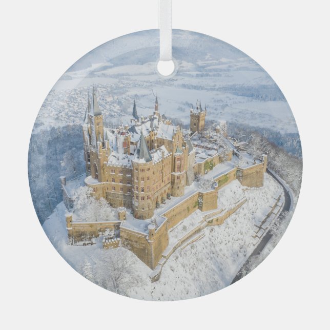 Adorno De Cristal Castillo aéreo Hohenzollern: Alemania nevada. (Anverso)