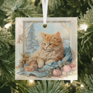Adorno De Cristal Cat Lover Naranja Kitten Blue Clothing