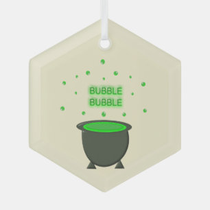 Adorno De Cristal Cauldron y Bubbling Green Brew Halloween