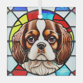 Adorno De Cristal Cavalier King Charles Spaniel "Vidrio Manchado"