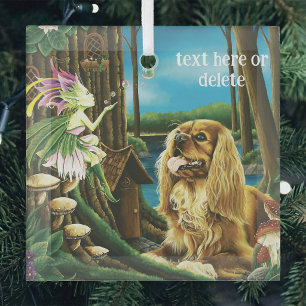 Adorno De Cristal Cavalier Spaniel Hada Duende Fantasía Juguetona