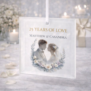 Adorno De Cristal Celebración del Aniversario de Bodas de Plata