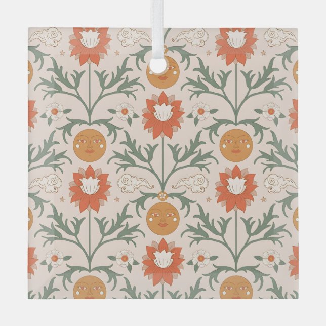 Adorno De Cristal Celestial Floral Sunburst Seamless Pattern Design (Anverso)