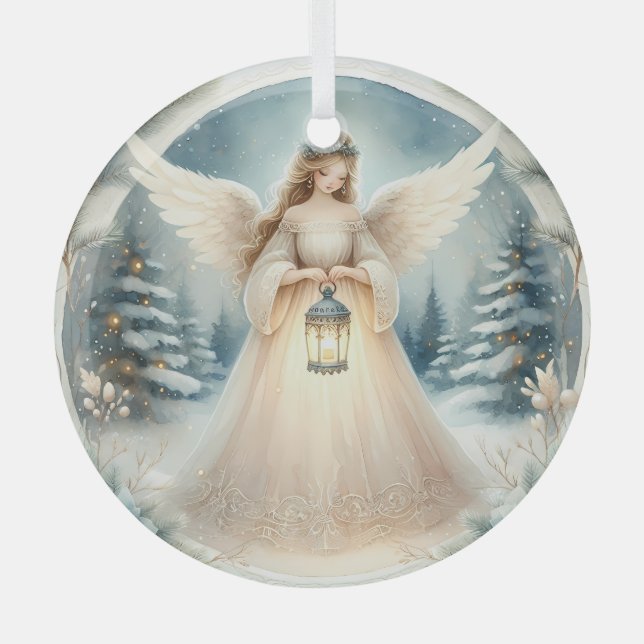 Adorno De Cristal Celestial Winter Angel Lantern of Hope (Anverso)