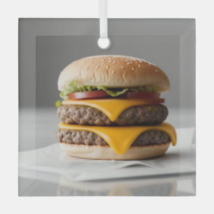 Adorno De Cristal Cheeseburger con fondo gris
