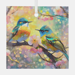 Adorno De Cristal Cherry Blossom Fantasy Sunrise Songbirds