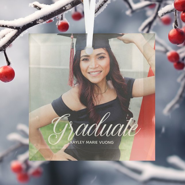 Adorno De Cristal Chic Graduation Photo 2023 Graduate Christmas (Subido por el creador)