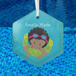Adorno De Cristal Chica afroamericano de Swim Team Personalizado