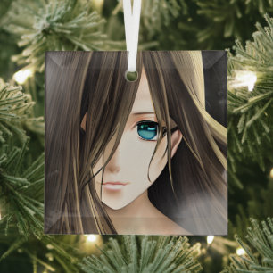 Adorno De Cristal Chica de Anime Oído Azul Marrón