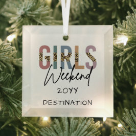 Adorno De Cristal Chicas Fin de Semana Cheetah Impresión Chicas viaj