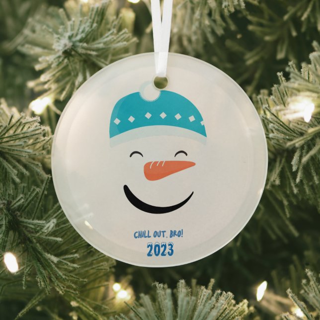 Adorno De Cristal Chill Out Bro Snowman (in situ)