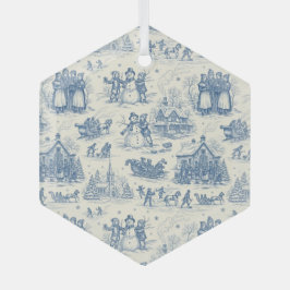 Adorno De Cristal Chinoisería de Toile de Invierno Azul