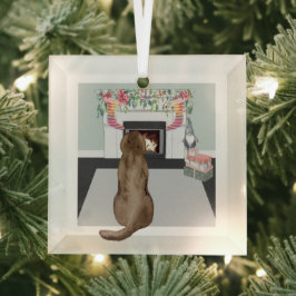 Adorno De Cristal Chocolate Labrador Navidades de perro chimenea esc