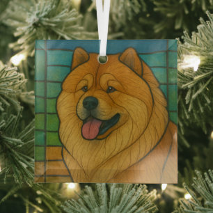 Adorno De Cristal Chow Chow "Vidrio Manchado"