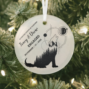 Adorno De Cristal Chrismast Engage Pareja de Lobo al Aire Libre Moon