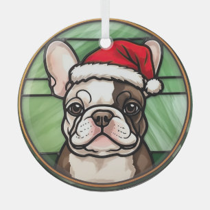 Adorno De Cristal Christmas de Vidrio Pintado de Bulldog Francés