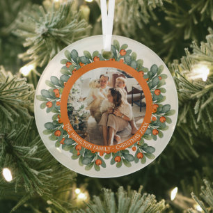 Adorno De Cristal Christmas Personalized Wreath Photo Frame