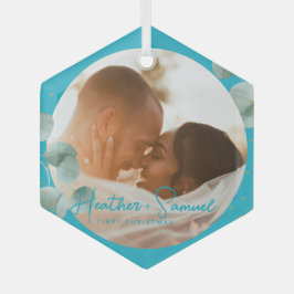 Adorno De Cristal Christmas Wedding Keepsake Elegant Script photo