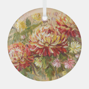 Adorno De Cristal Chrysanthemum Meadow: Pintura de mano acrílica.