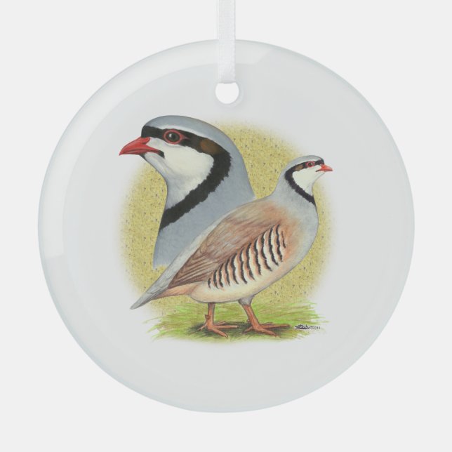 Adorno De Cristal Chukar Partridge Combo (Anverso)