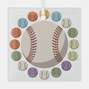 Adorno De Cristal Círculo de béisbol colorido