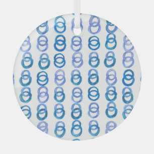 Adorno De Cristal Círculos azules: punto de polka acuarela