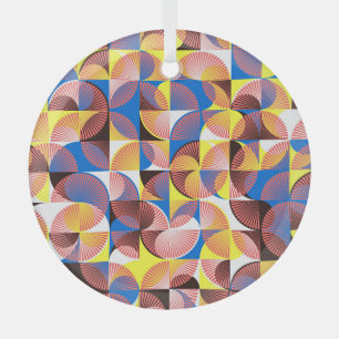 Adorno De Cristal Círculos, rayas, baldosas vintage de mediados de s