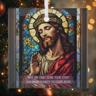 Adorno De Cristal Cita de Navidad religiosa pobre sanada por Jesús