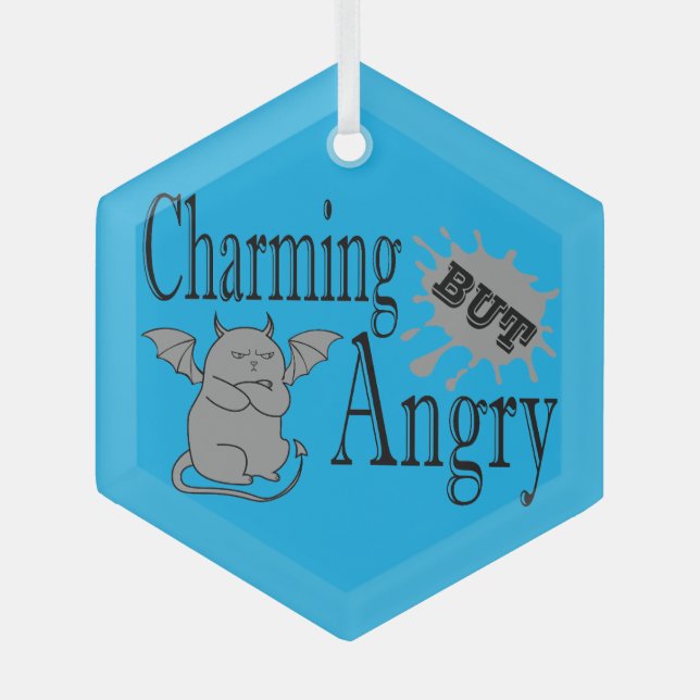 Adorno De Cristal Cita divertida de un pequeño gato endemoniado, enc (Anverso)