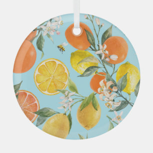 Adorno De Cristal Cítricos acuarela Frutas: Dibujado a mano