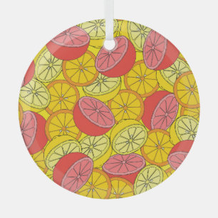 Adorno De Cristal Citrus Frutos Patrón Brillante Sin Marea