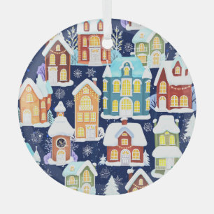Adorno De Cristal Ciudad de invierno victoriana: Patrón de Navidades
