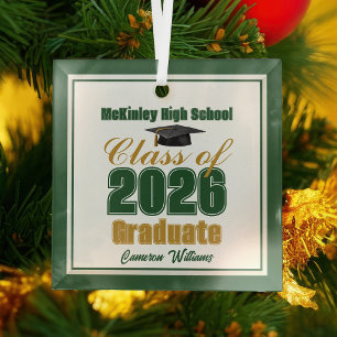 Adorno De Cristal Clase de graduación de Navidad en oro verde 2026