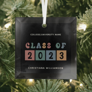 Adorno De Cristal Clase Retro Personalizada de la Cuta de Graduación