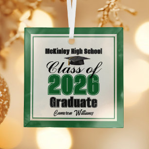 Adorno De Cristal Clase Verde Graduación Navidad Personalizada 2026