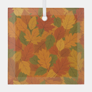 Adorno De Cristal Clásico hojas de otoño estampadas 