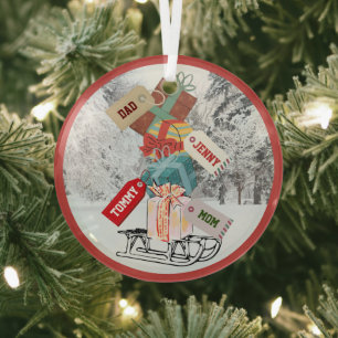 Adorno De Cristal Clásico Navidades rojos ventilado blanco nevado