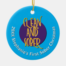 Adorno De Cristal Clean & Sober Recovery Personalize Christmas 20XX