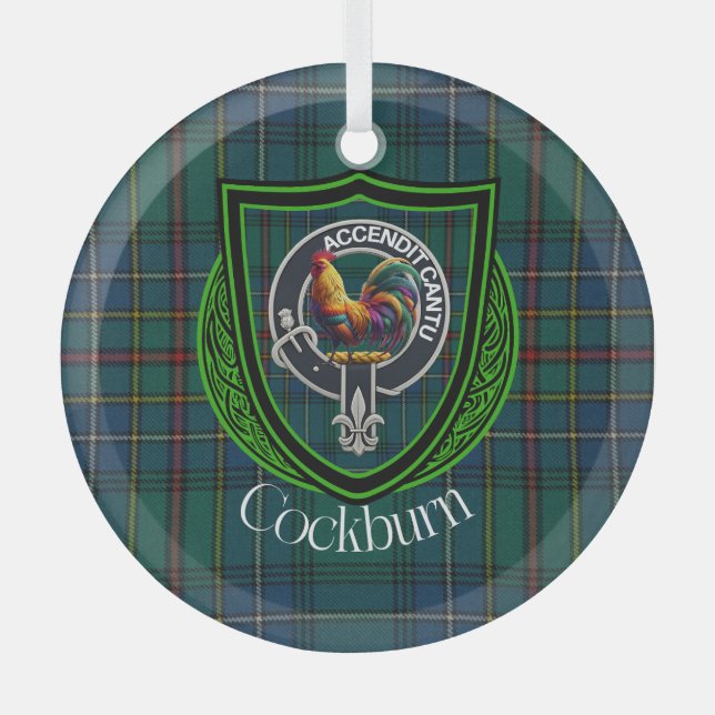 Adorno De Cristal Cockburn Scottish Clan Tartan & Crest (Anverso)