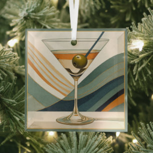 Adorno De Cristal Cóctel Martini Diseño de Mitad de Siglo