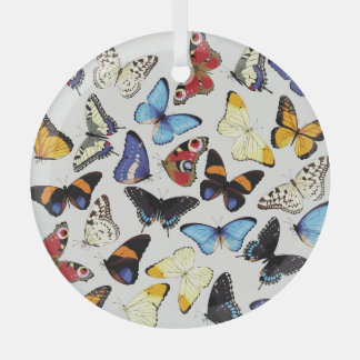 Adorno De Cristal Colección de mariposas vintage realista.