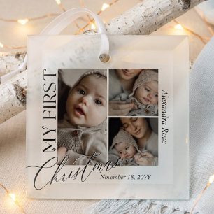 Adorno De Cristal Colgante de fotos de Navidad para bebé con mi prim