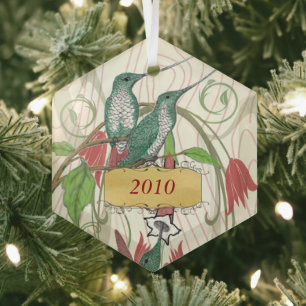 Adorno De Cristal Colibríes Vintage de Navidad