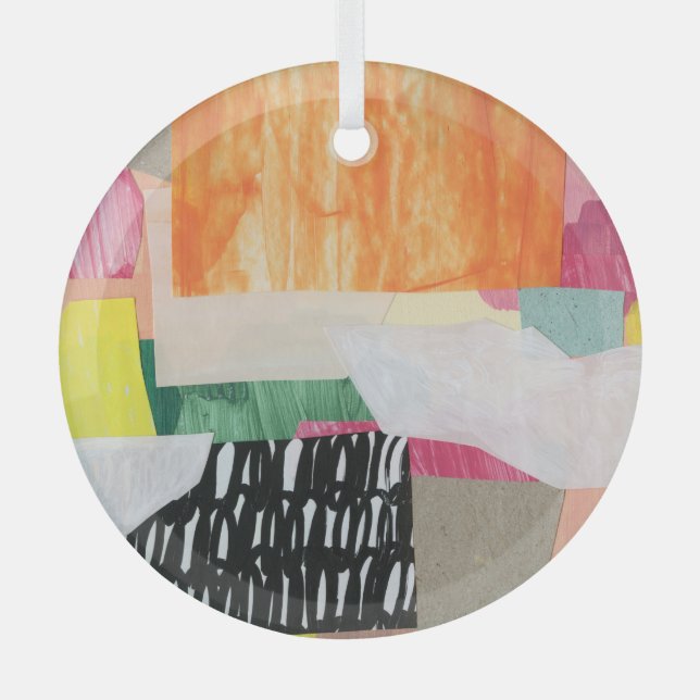 Adorno De Cristal Collage art, colorido abstracto moderno. (Anverso)