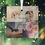 Adorno De Cristal Collage de fotos de Novias y Groom, aniversario de<br><div class="desc">Aniversario boda Ornamento de novia y Collage de fotos Groom</div>