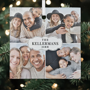 Adorno De Cristal Collage de Navidad personalizado para familia con
