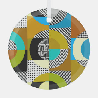 Adorno De Cristal Collage geométrico: círculos, patrón vintage.