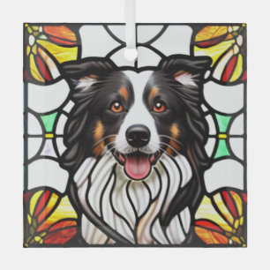 Adorno De Cristal Collie de borde "Vidrio manchado"
